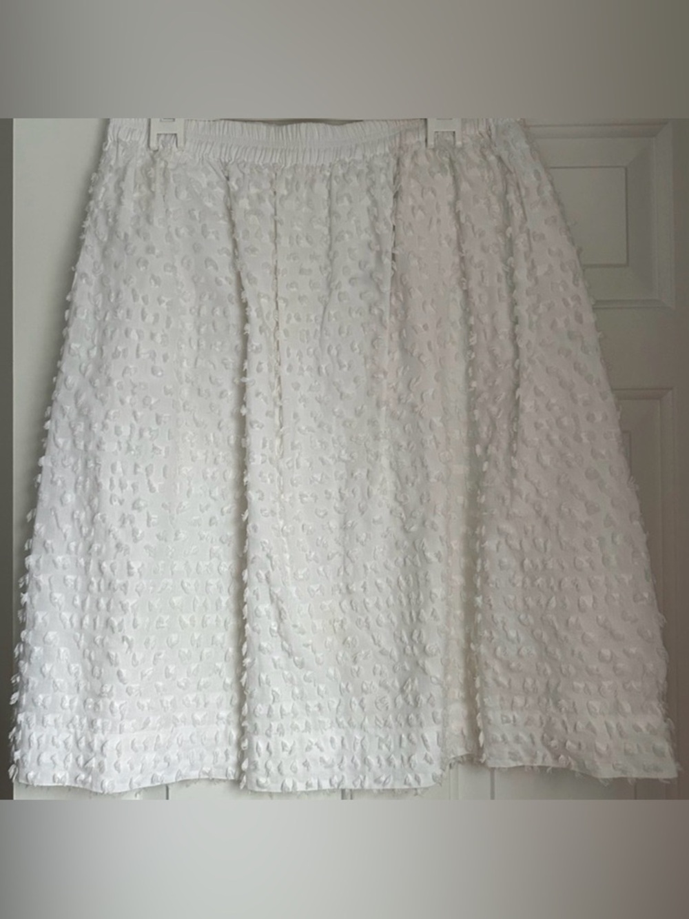 J. Crew Factory White Textured A-Line Lined Skirt in 100% Cotton